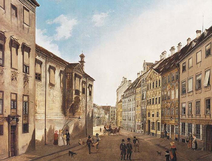 Domenico Quaglio The Residenzstrabe in front of the Max-Joseph-Platz in the year 1826